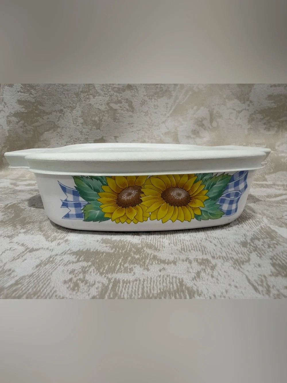 Vintage CorningWare Sunflower Square Casserole w/ Lid 1 qt A-1-B USA Sunsation